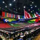 国际峰会会场，51大事件政治专题配图，各国旗帜整齐排列